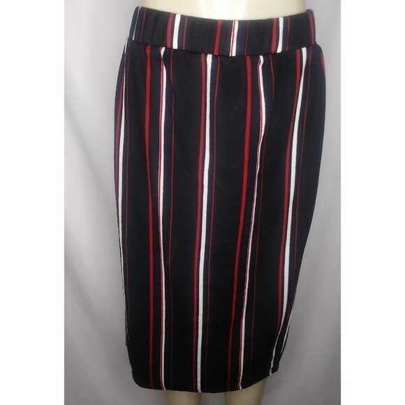 Red Striped Pencil Skirt 2X - Picture 1 of 5